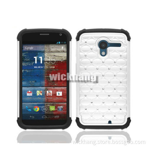 Heavy Duty Glitter Hybrid Studded Diamond Cover Hard Case for Motorola Moto X Phone
